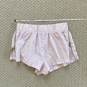 NWOT pastel pink running workout sport shorts with mesh zipper side details